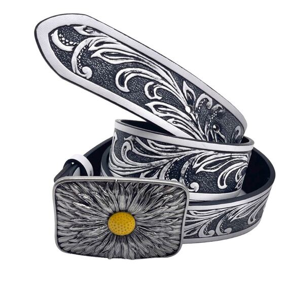 \'Daisy\' me rollin\' type of belt - embossed faux leather - boho western look main image 11